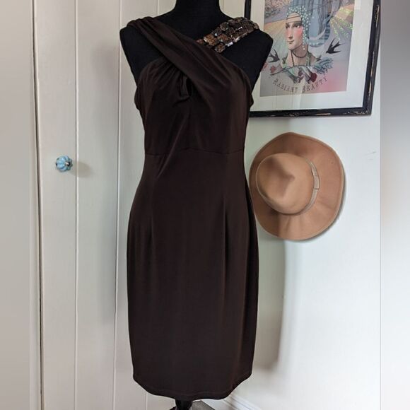 David Meister Criss-Cross Tortoiseshell Dress 8 Y2K Coquette Girl Whimsigoth - Picture 3 of 10